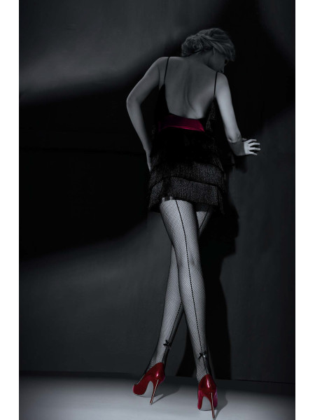 NOQ Adora fishnet tights with seam and sewn-on bow