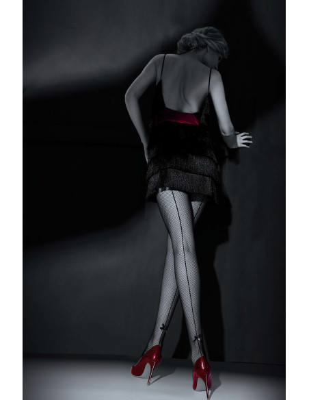 NOQ Adora fishnet tights with seam and sewn-on bow