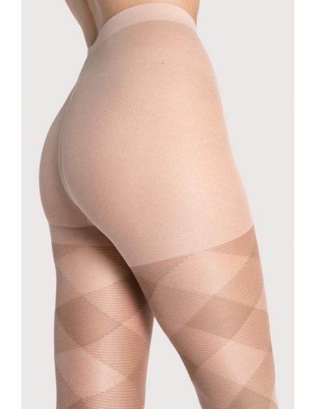 Beige Fiore Alex women's tights in a check pattern