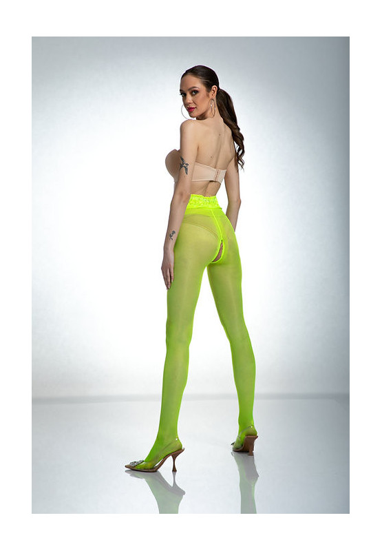 Amour Hip Lace Open Crotch Tights Fluo Yellow