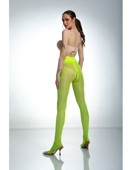 Amour Hip Lace Open Crotch Tights Fluo Yellow