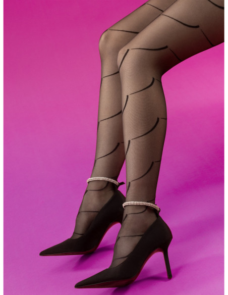 Fiore Black Swan patterned tights