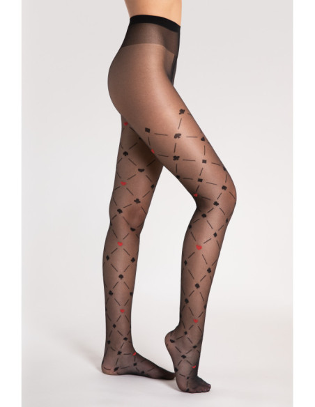 Patterned tights Fiore Poker 40 DEN card pattern