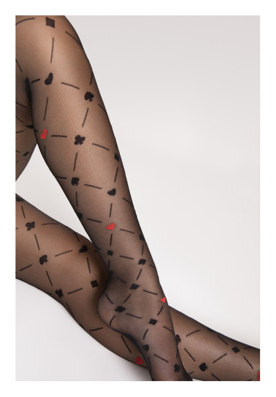 Patterned tights Fiore Poker 40 DEN card pattern
