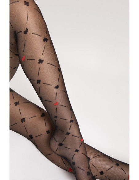 Patterned tights Fiore Poker 40 DEN card pattern