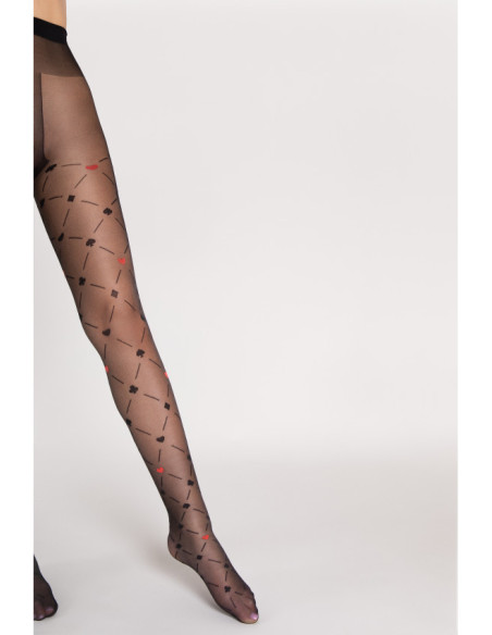 Patterned tights Fiore Poker 40 DEN card pattern