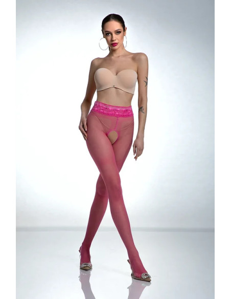 Pink Amour Hip Lace Open Crotch Tights