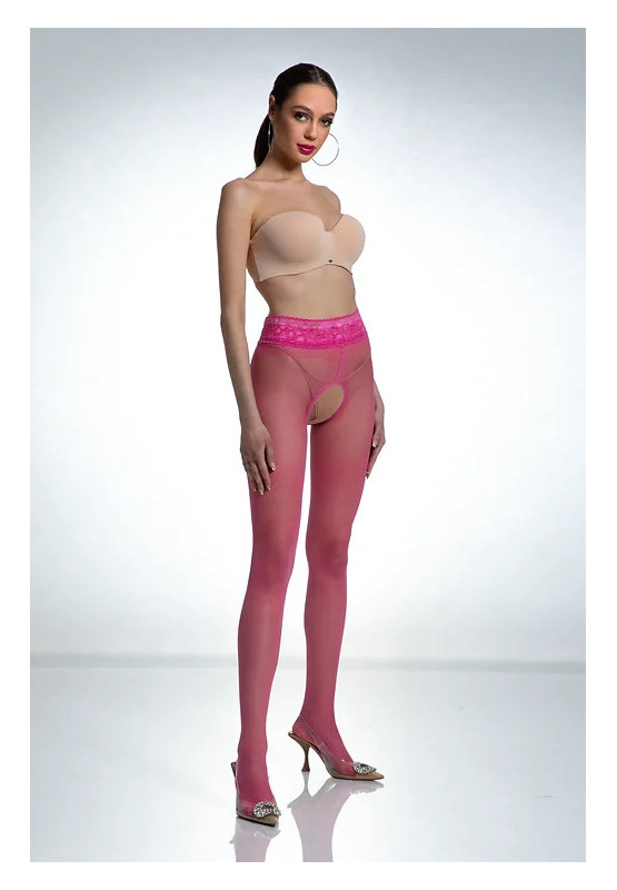 Pink Amour Hip Lace Open Crotch Tights