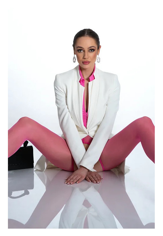 Pink Amour Hip Lace Open Crotch Tights