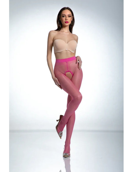 Amour Hip Gloss Pink Shiny Tights with a Hole