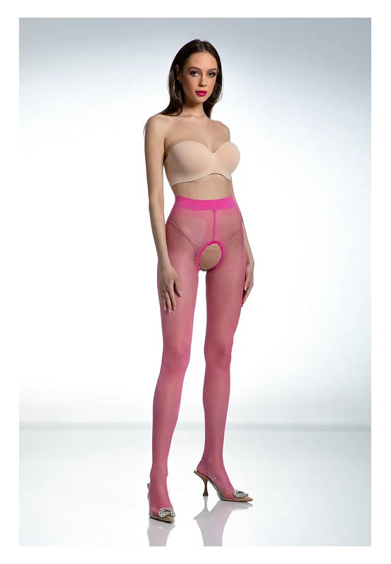 Amour Hip Gloss Pink Shiny Tights with a Hole