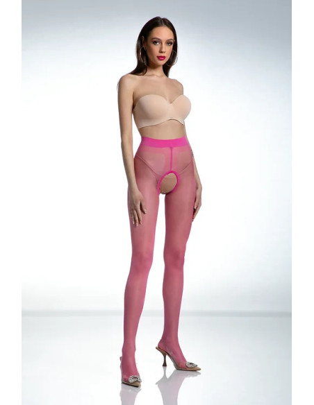 Amour Hip Gloss Pink Shiny Tights with a Hole