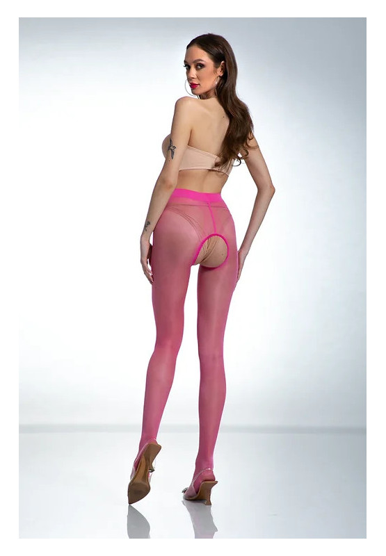 Amour Hip Gloss Pink Shiny Tights with a Hole