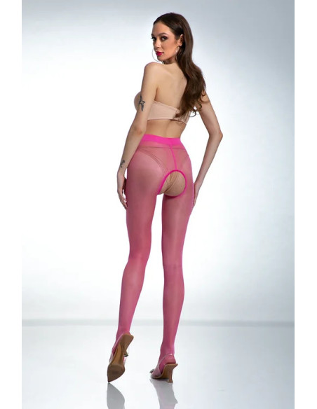 Amour Hip Gloss Pink Shiny Tights with a Hole