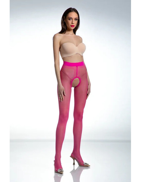 Amour Hip Gloss Shiny Pink Tights with a Hole