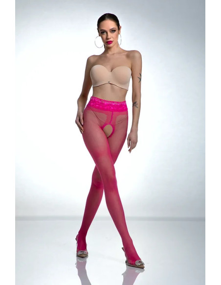Pink Amour Hip Lace Open Crotch Tights