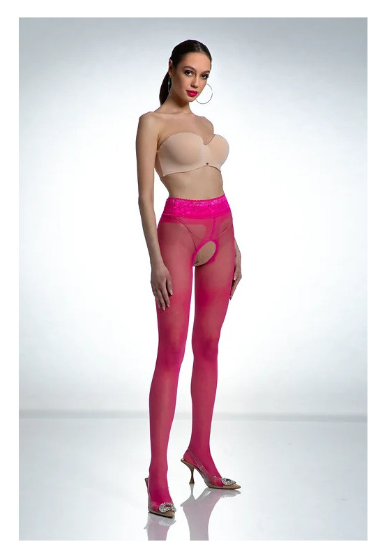 Pink Amour Hip Lace Open Crotch Tights