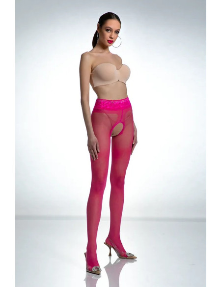 Pink Amour Hip Lace Open Crotch Tights
