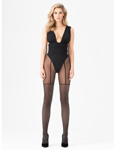 Fiore Stardust tights black and silver shine like stockings