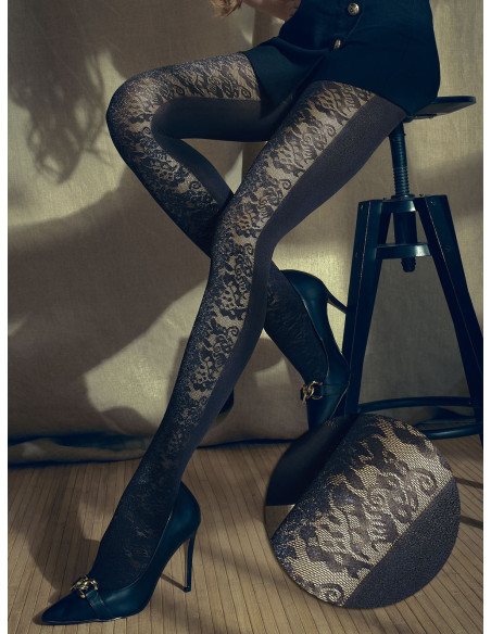 NOQ Intact Opaque Tights with Floral Pattern 50 Den