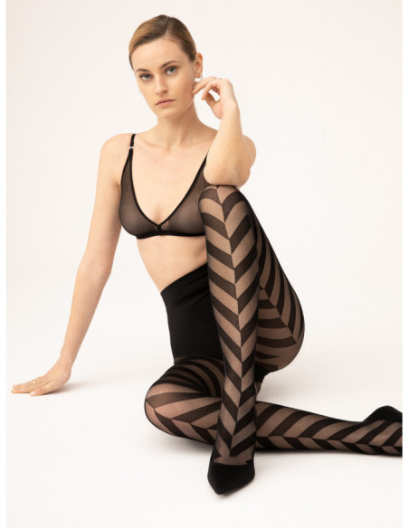 Fiore Distinct Tights in Diagonal Stripes 20 Den