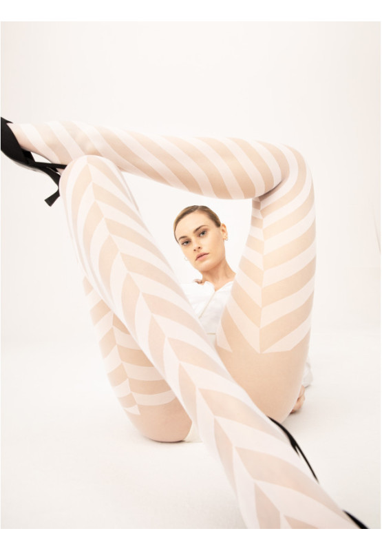 Fiore Distinct Tights in Diagonal Stripes 20 Den