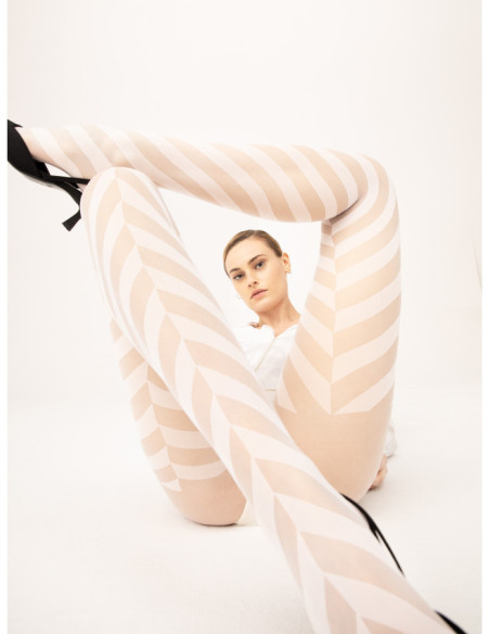Fiore Distinct Tights in Diagonal Stripes 20 Den