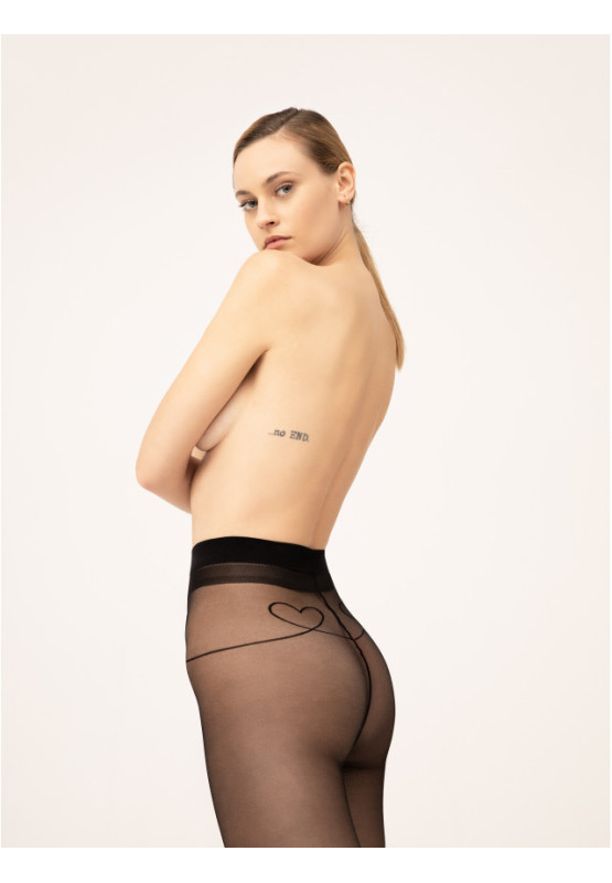 Black women's tights Fiore Witch Love 20 DEN with a heart on the calf