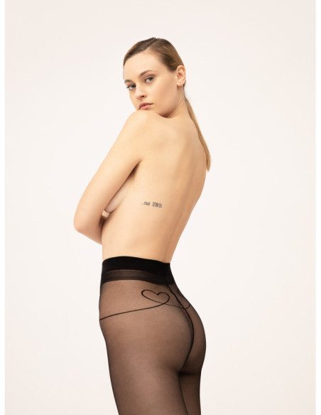 Black women's tights Fiore Witch Love 20 DEN with a heart on the calf