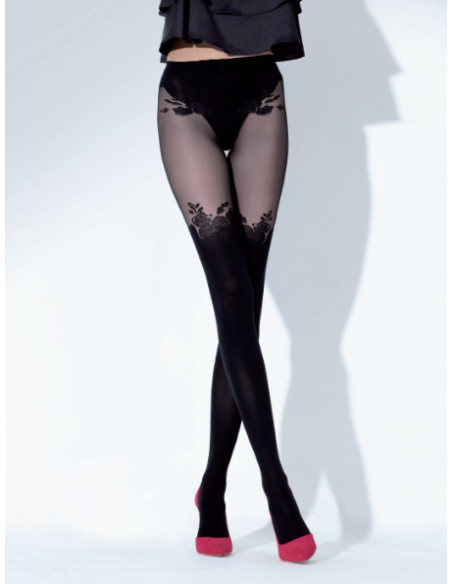 Black NOQ Caprice tights patterned like stockings