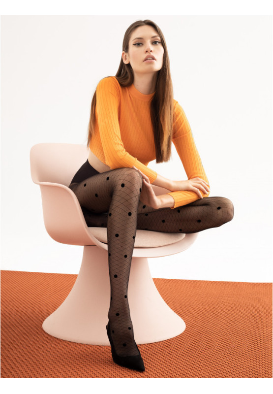 Black dotted tights mesh pattern Fiore Modern 20 DEN