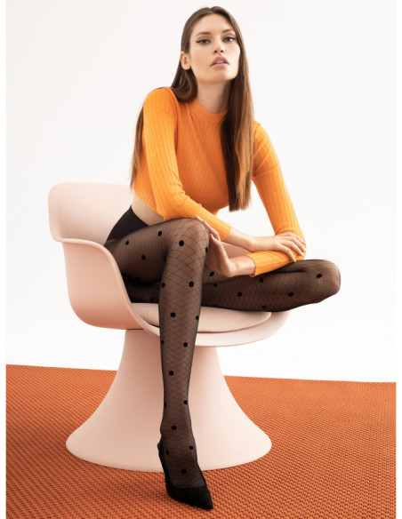 Black dotted tights mesh pattern Fiore Modern 20 DEN
