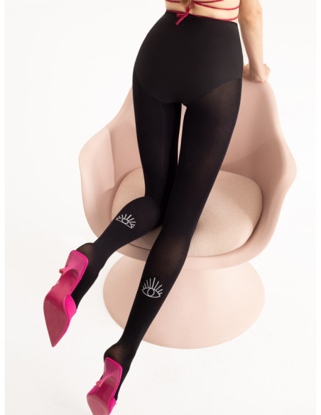 Black tights Fiore Eyes On 40 den white eye print