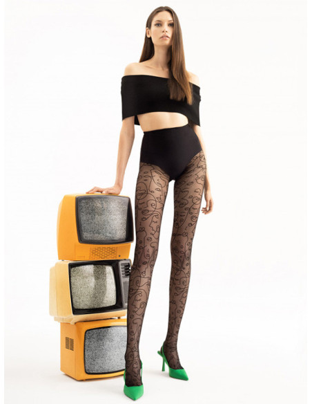 Patterned tights 30den in faces