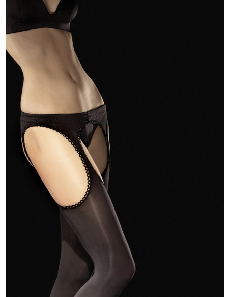 Fiore Diavola black opaque tights that look like stockings