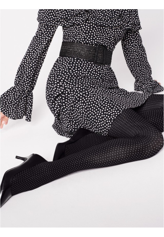 Black tights BUONA SERA 40 den with white dots Fiore