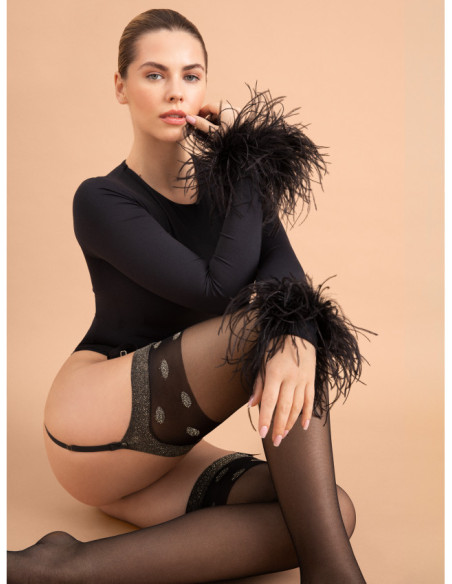 Transparent shiny stockings with cuff Fiore Luxe 20 den