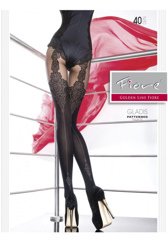 Seamed tights imitating patterned stockings 40den