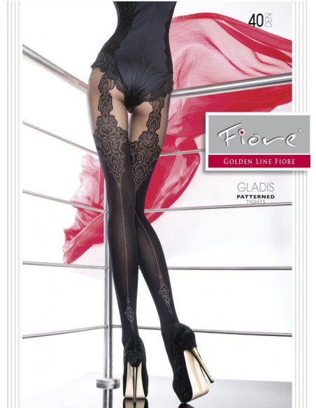 Seamed tights imitating patterned stockings 40den