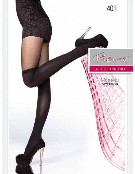 Black tights imitating stockings Fiore Miguela 40 DEN