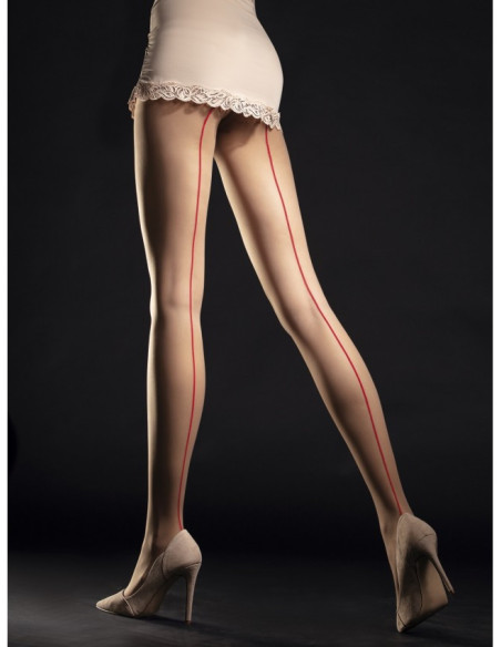 Smooth 20 den tights with red seam