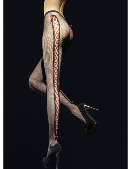 Fiore Invito fishnet tights tied with a ribbon