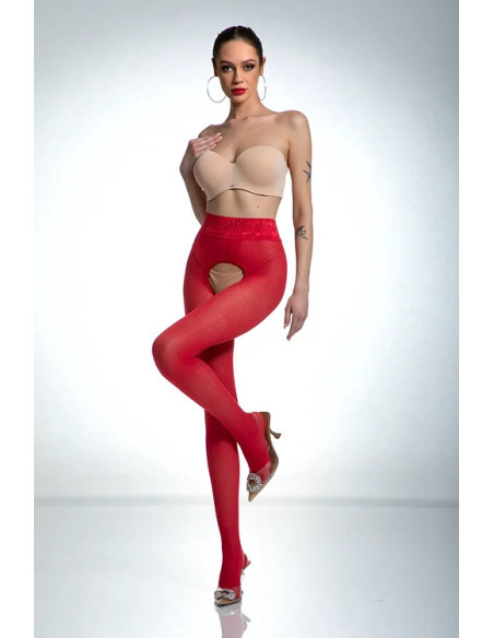 Red Amour Nymph Open Crotch Fishnet Tights Pattern