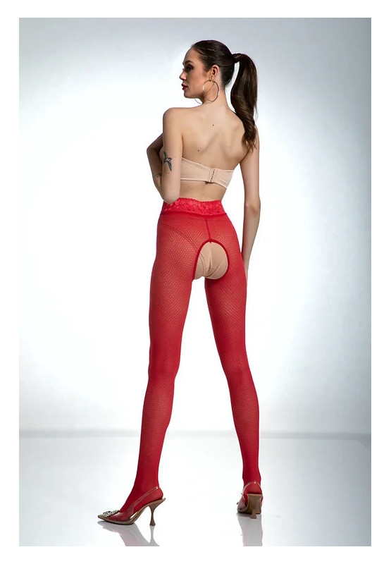 Red Amour Nymph Open Crotch Fishnet Tights Pattern