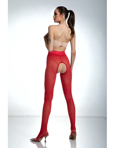 Red Amour Nymph Open Crotch Fishnet Tights Pattern