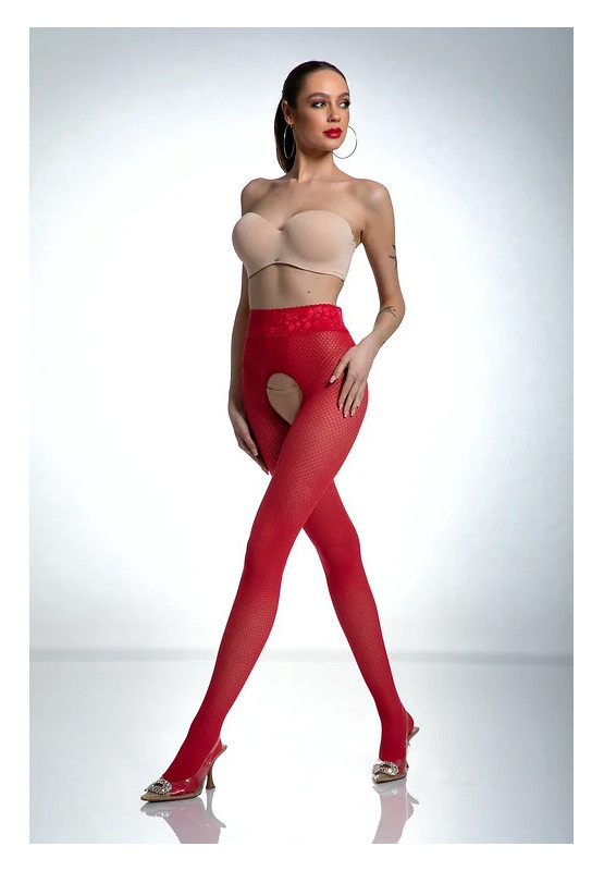 Red Amour Nymph Open Crotch Fishnet Tights Pattern