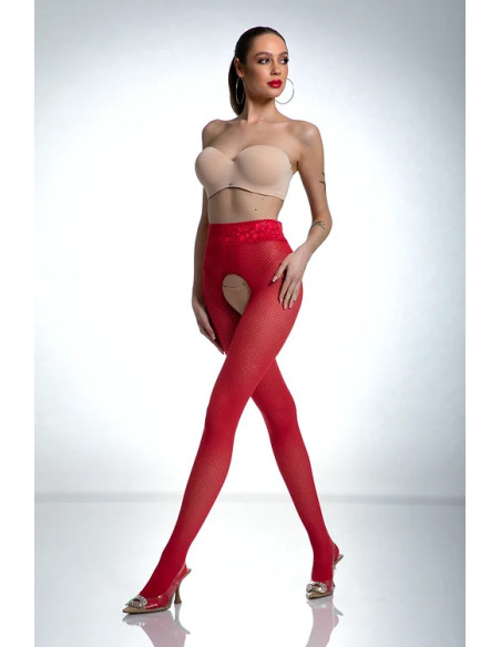 Red Amour Nymph Open Crotch Fishnet Tights Pattern