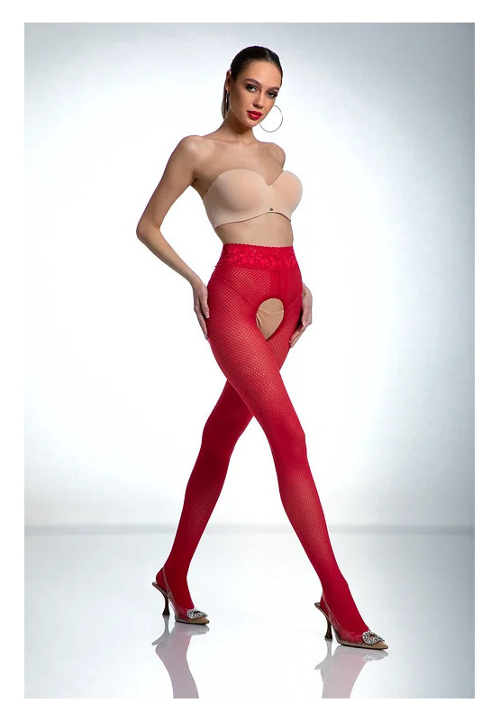 Red Amour Nymph Open Crotch Fishnet Tights Pattern
