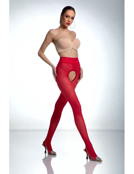 Red Amour Nymph Open Crotch Fishnet Tights Pattern
