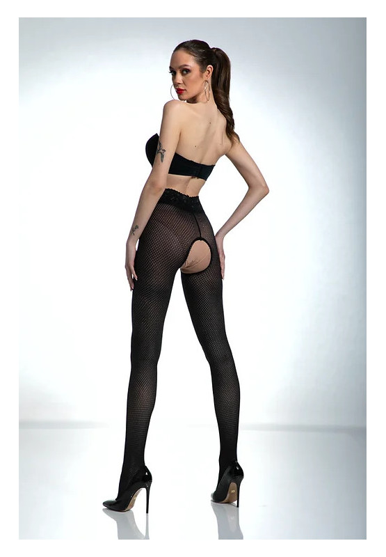 Black Amour Nymph Open Crotch Fishnet Tights Pattern